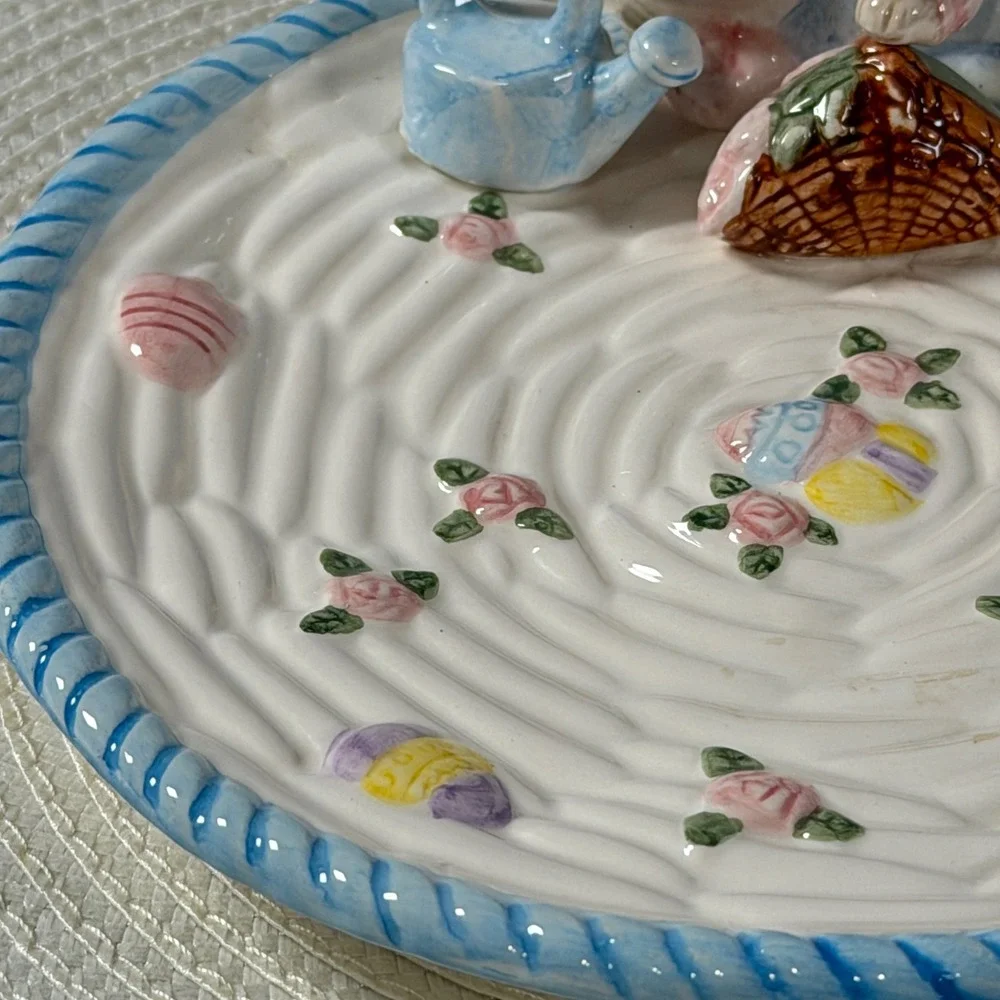 Fitz & Floyd Omnibus Easter Bunny Serving‎ Platter Dish Rabbit Spring Decor